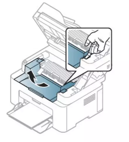 Removendo a tampa interna com a impressora a laser da Samsung