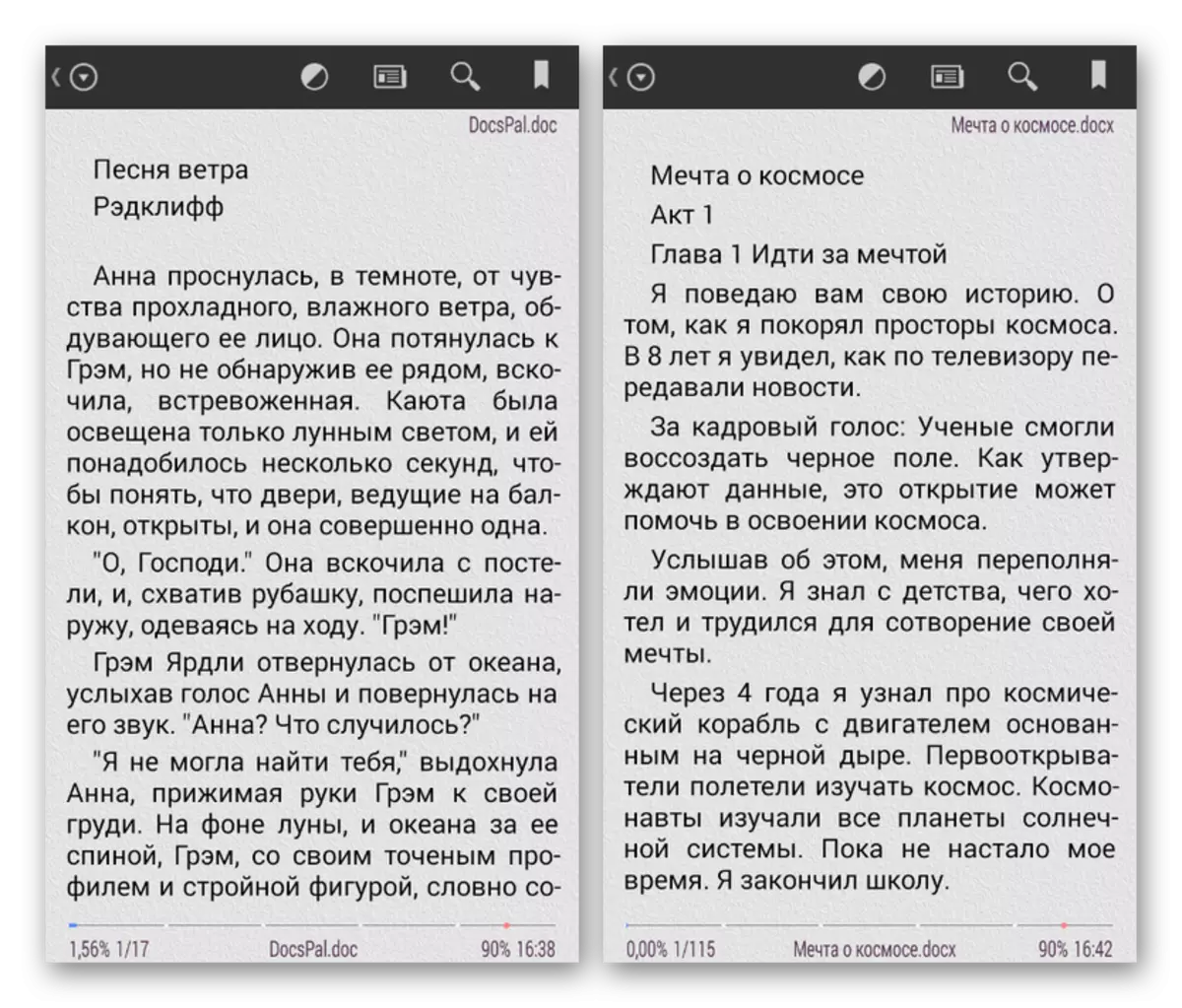 Vzorčne knjige v formatu DOC in DOCX na Androidu