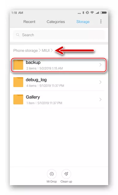 Xiaomi redmi Nota 3 Pasta com backups locais na memória do dispositivo