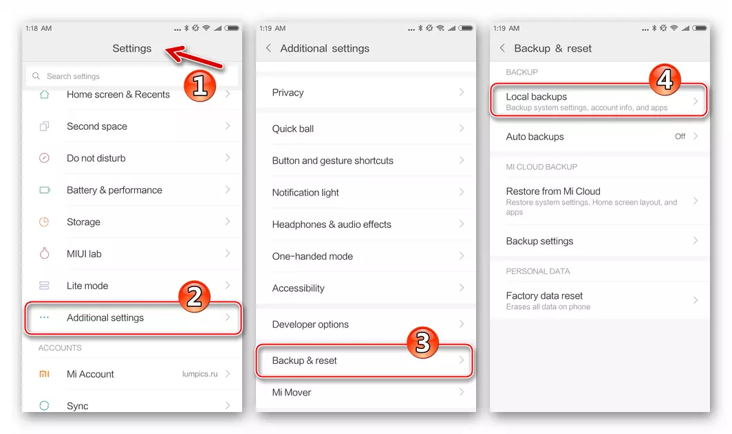 Xiaomi Redmi Hinweis 3 Wiederherstellen von Daten aus der zuvor erstellten lokalen Sicherung