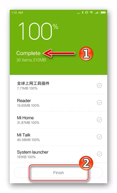 Xiaomi Redmi ملاحظة 3 الانتهاء من استرداد المعلومات على الهاتف MIUI