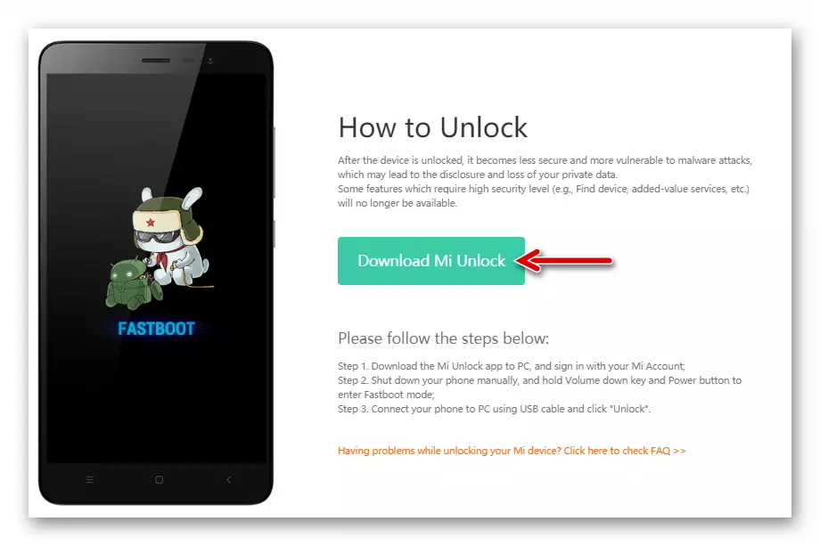 XIOOMI REDMI POZNÁMKA 3 MTK Uvolnění smartphone nakladače pomocí Mi Unlock