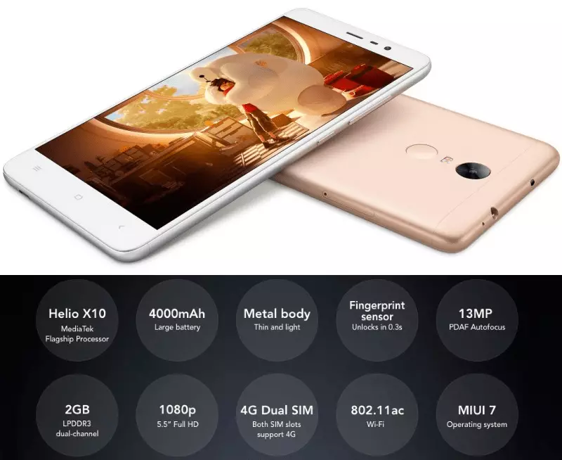 Xiaomi Redmi Notă 3 Hennessy bazat pe procesorul Mediatek Helio X10