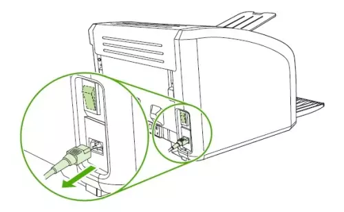 Pag-disconnect ng kapangyarihan cable para sa buong disassembly ng Canon printer