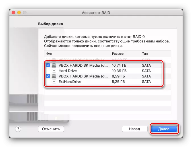 Engadindo unidades a unha matriz RAID nunha utilidade de disco en MacOS