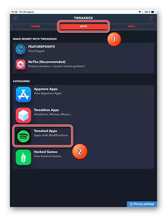 Одете во делот за апликации - Tweaked Apps за да го инсталирате WhatsApp на iPad без App Store