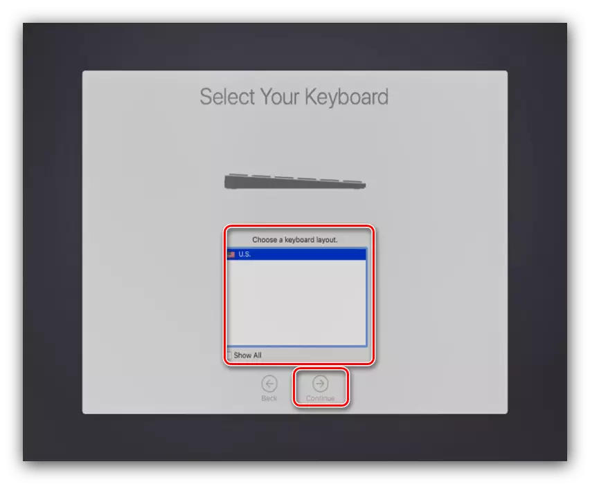 مجازی باکس پر MacOS تنصیب کے دوران کی بورڈ ترتیب