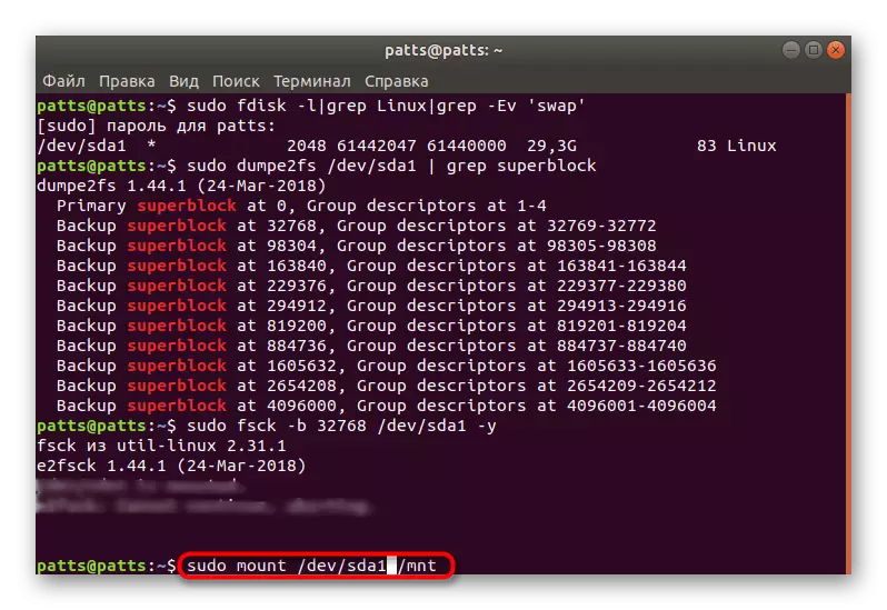 Montering af systempartitionen gennem terminalen i Ubuntu