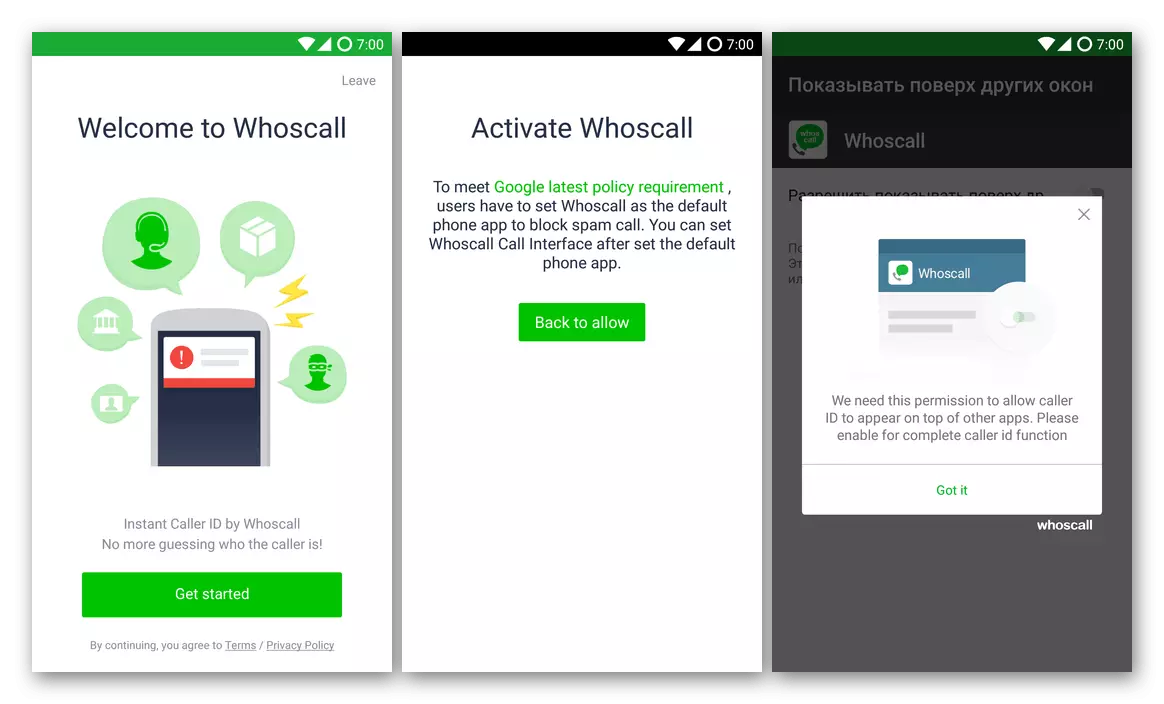 Aflaai Whoscall aansoek van Google Play Market vir Android