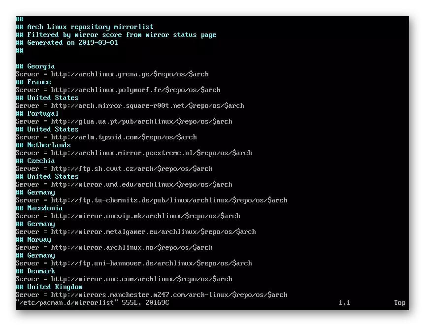 Sarudza girazi rakakwana kuti utore iyo inodiwa Arch Linux mafaera