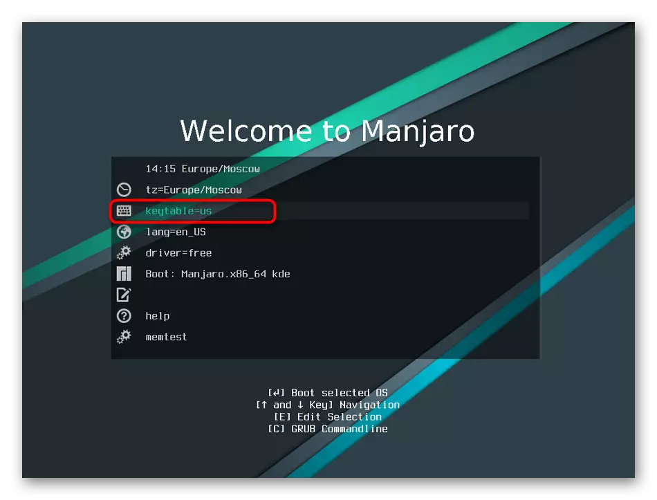 Wikselje nei de seleksje fan toetseboerdyndieling foardat it ynstallearjen fan de Manjaro operating system