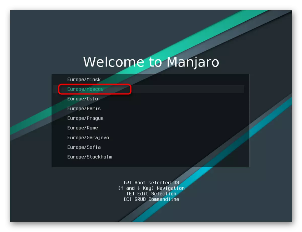 Velge tidssonen før du installerer operativsystemet Manjaro