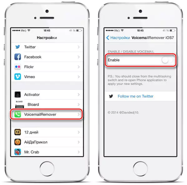 Programa de VoiceMailRemoverios7 para HACKED IOS para eliminar un contestador automático con iPhone