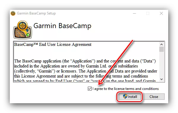 Start installation af Basecamp for at downloade OSM på Garmin Navigator