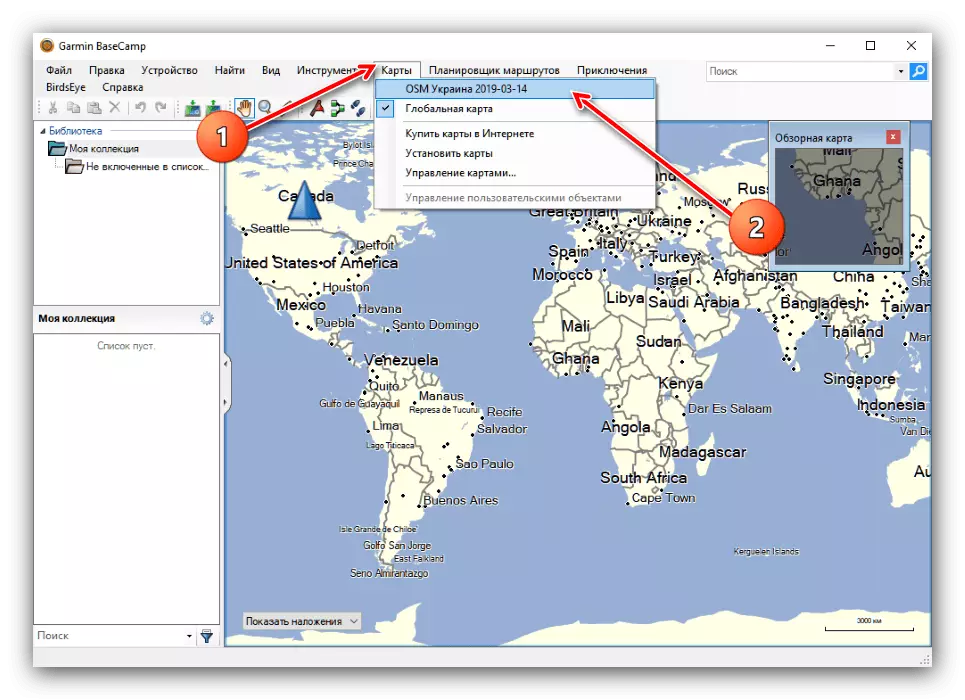 Seleziona le schede OSM da installare su Garmin Navigator tramite Basecamp