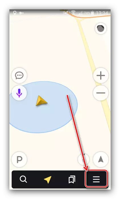 Obriu el menú autorització per guardar la ruta estesa a Yandex Navigator