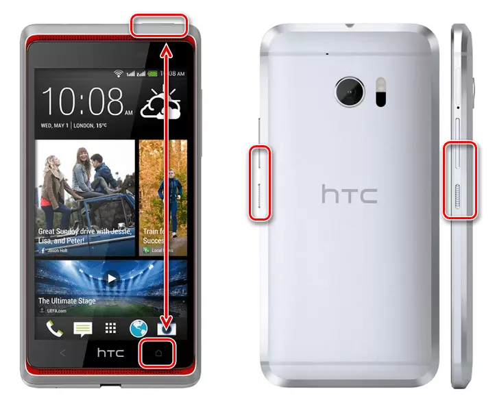 การสร้างภาพหน้าจอโดยใช้ปุ่ม HTC