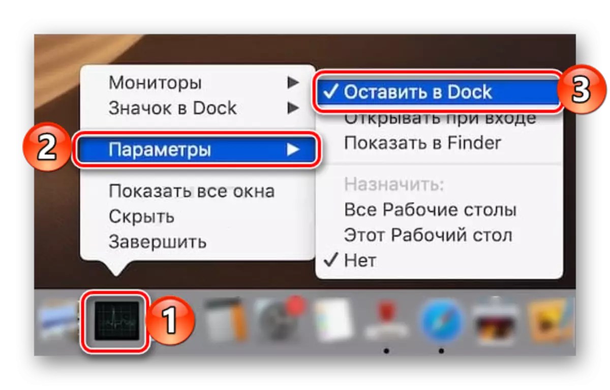 Համակարգի Dock հանդիպումների համակարգի մոնիտորինգի ամրագրում MacOS- ում