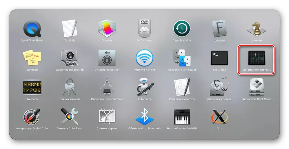 Menjalankan pemantauan sistem melalui folder dalam LaunchBox pada MacOS