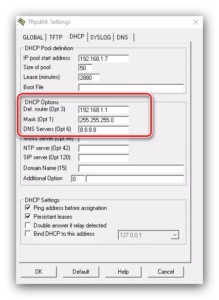 TFOS хаяг ба DHCP-ийн DHCP PATERSE-д CAFTS KAILSINGS-ийг Сүлжээнд тохируулах