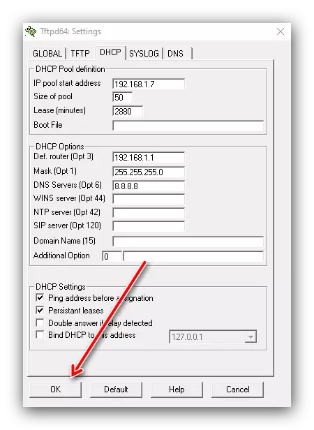 I-save ang mga setting ng TFTP upang i-set up ang server ng pag-install ng Windows 10 sa network