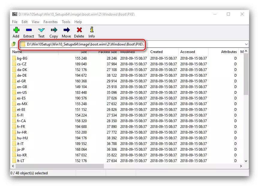 PXe Directory image boot.wim om die Windows 10-installeringsomgewing oor die netwerk te onttrek