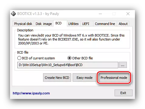 Professional Bootice Mode ကို Windows 10 installation ကိုတည်းဖြတ်ခြင်းအတွက်ကွန်ယက်ပေါ်တွင် boot လုပ်ရန်