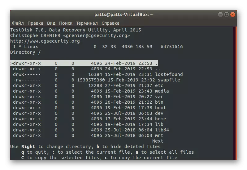 Danh sách các tệp TestDisk được tìm thấy trong Ubuntu