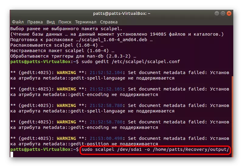 運行命令以在Ubuntu中還原Scalpel文件
