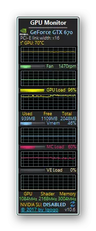 Перегляд температури відеокарти за допомогою GPU Monitor