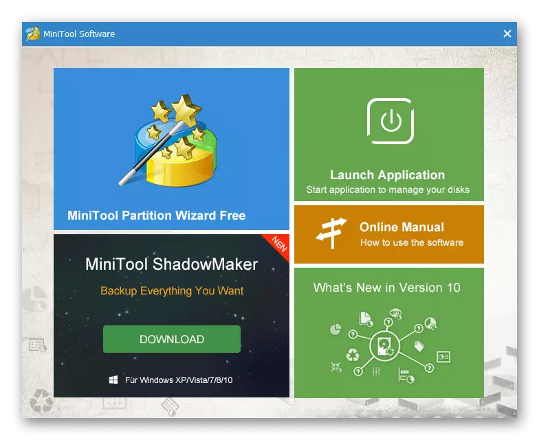 Spuštění Průvodce oddílem Minitool v systému Windows 10