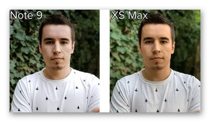مثال تأثير الطمس أثناء اطلاق النار على صورة على جهاز iPhone XS Max و Galaxy Note 9
