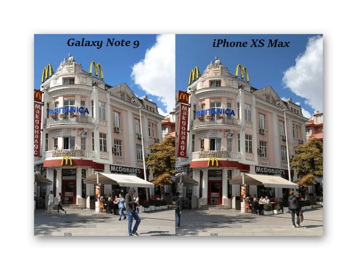 مقارنة المعالجة البيضاء في الصورة على iPhone XS Max و Galaxy Note 9