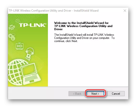 Starting the installation utility for driver search for wireless adapter TP LINK TL-WN727N