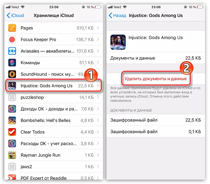 Menghapus data aplikasi dari iCloud di iPhone