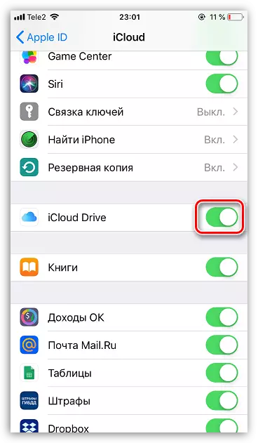 ICloud Drive aktibazioa iPhone-n