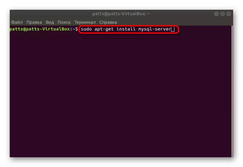Příkaz k instalaci databáze v Ubuntu