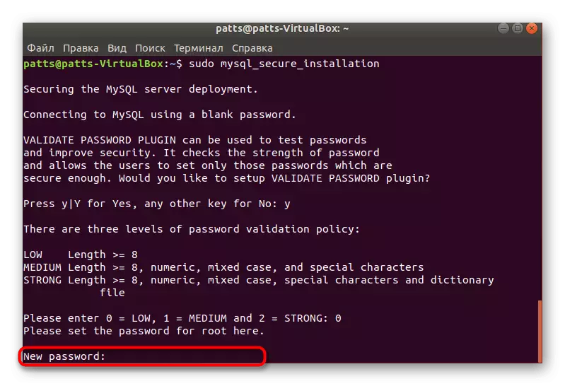 Nainstalujte nové heslo pro databázi v Ubuntu