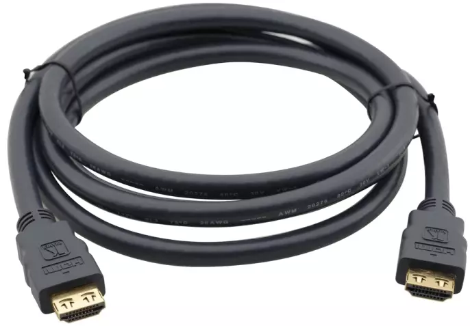 Et eksempel på en HDMI-kabel for tilkobling av PC til TV
