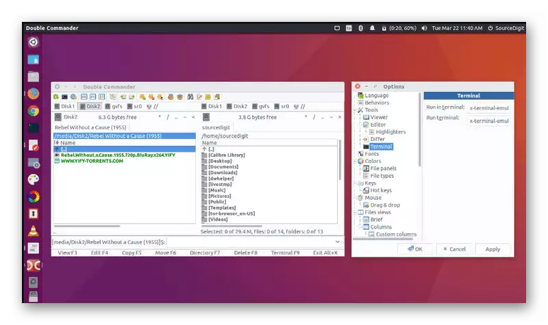 File manager del doppio comandante in Ubuntu