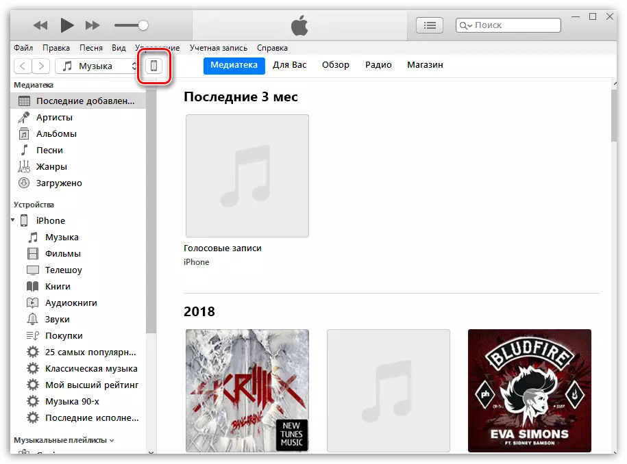 IPhone control menu in iTunes