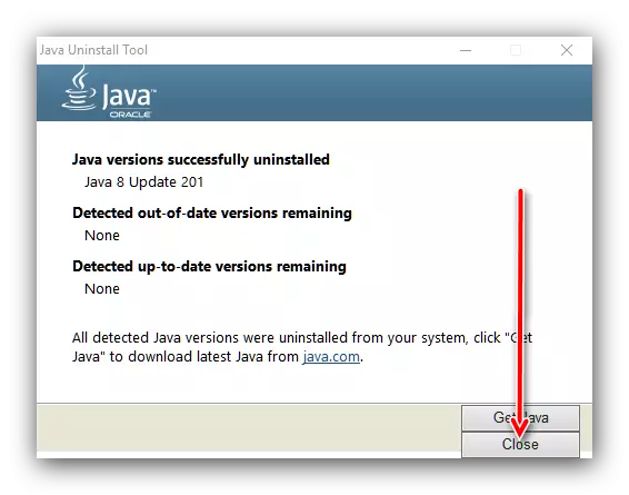 Smelltu á Eyða Java frá Windows 10 eftir Java Unindtll Tól