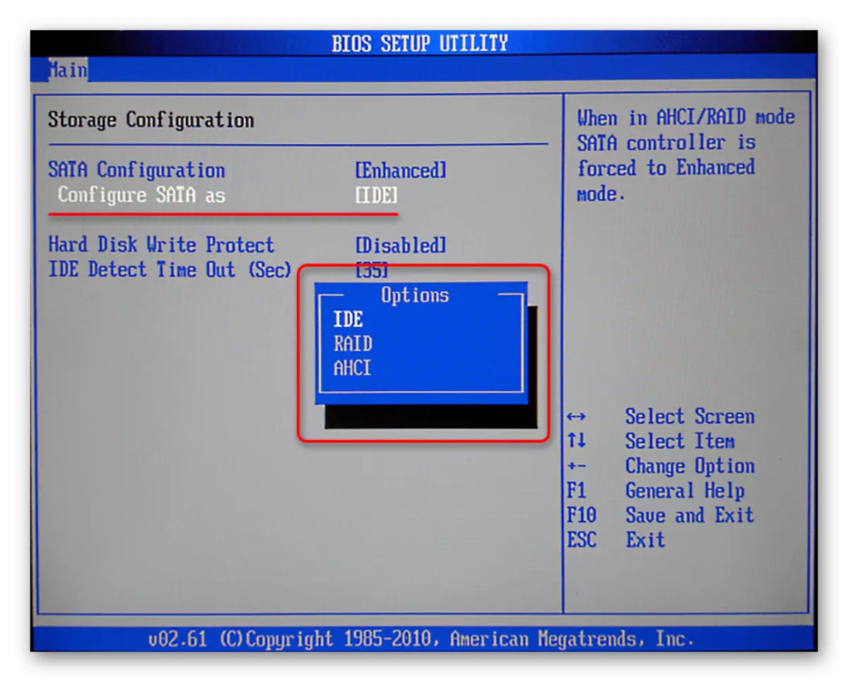 SATA disku darbības režīmu pārslēgšana BIOS mātesplatē