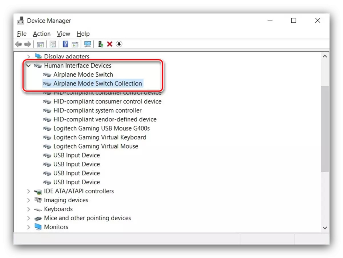 Превключвател на режима в самолета в Windows 10 Device Manager