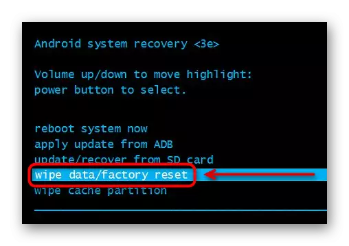 I-reset sa mga setting ng factory na may punasan ang dataFactory reset command sa menu ng pagbawi sa Android