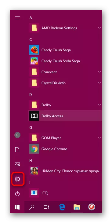 Gaa na menu na paramita na Windows 10