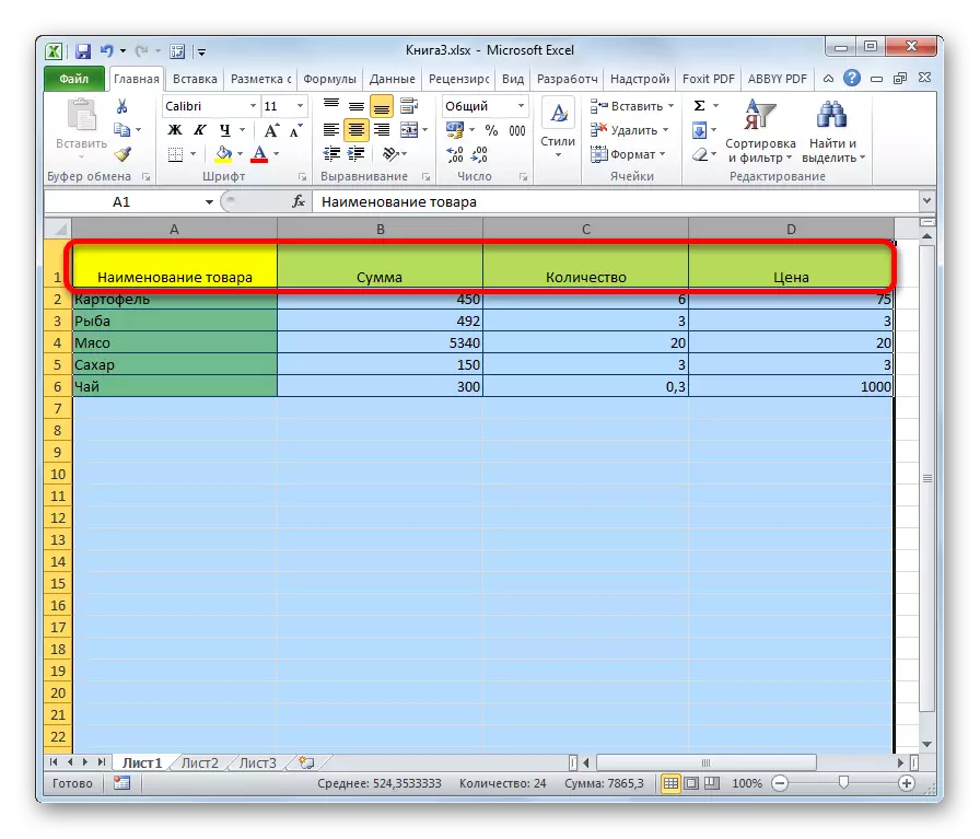 Ang mga hangganan ng mga selula ay pinalawak sa Microsoft Excel.