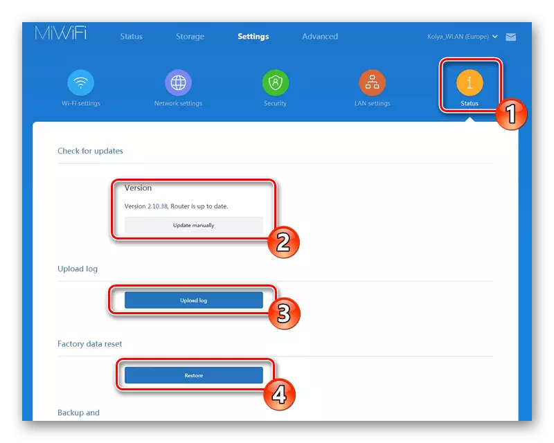 Skontrolujte nastavenia aktualizácie a obnovte nastavenia Xiaomi MI 3G Router