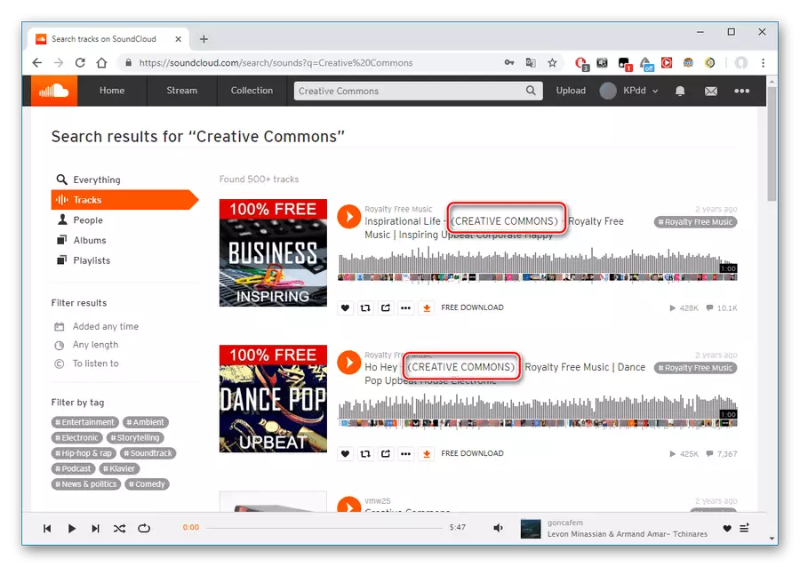 Kreative Colled Commons auf SoundCloud-Website markieren