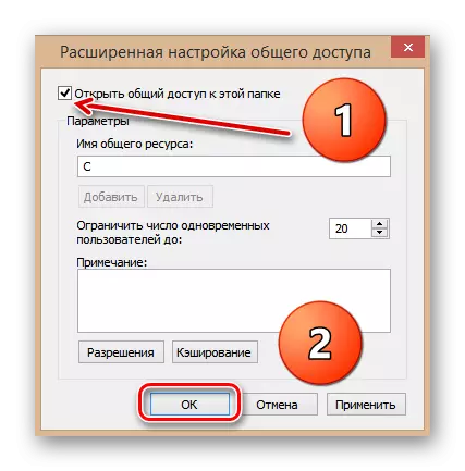 Pembukaan akses ke folder dalam Windows8